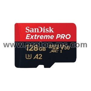 Memory card SANDISK Extreme PRO microSDXC, 128GB, Class 10 U3, A2, V30, 90 MB/s with SD adapter