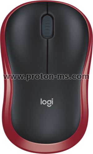 Wireless optical mouse LOGITECH M185, Red, USB