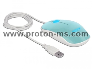 Оптична мишка DeLock, USB-A, Кабел 1.3 м, USB, 1200 dpi, Tюркоаз