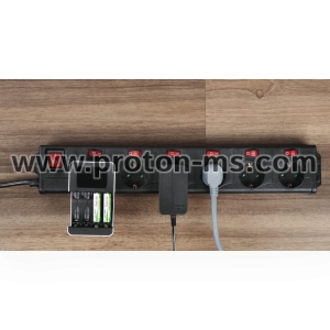 Power Strip HAMA 137259, 6-Way, 1.4m, individually switchable, Black