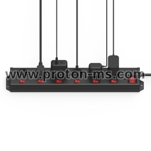 Power Strip HAMA 137259, 6-Way, 1.4m, individually switchable, Black