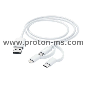 Hama 3-in-1 Multi Charging Cable, USB-A - Micro-USB, USB-C and Lightning, 1.0 m, white