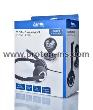 Комплект за стрийминг HAMA HS-P150, Слушалки с микрофон, Камера Spy Protect 720P, Черен
