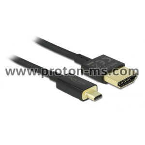 Кабел Delock  HDMI-A мъжко - Micro HDMI-D мъжко,18 Gbit/s, 4K, 1.5 м, Черен