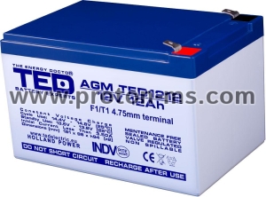 Оловна Батерия TED ELECTRIC, 12V, 12Ah, 152/ 98/ 96 mm, AGM