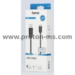 Cable HAMA USB-C plug - USB 2.0 A plug, 0.75 m, Black