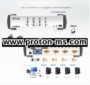 KVMP switch ATEN CS1734B 4-port, PS/2-USB, VGA, Audio, OSD