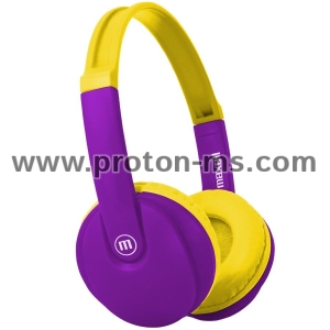 Блутут детски слушалки Maxell KIDZ HP-BT350, Малък размер, Виолетов/Жълт