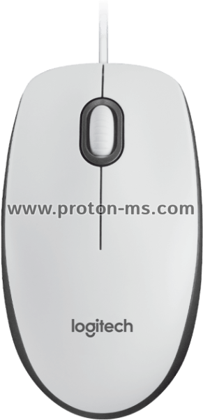 Жична оптична мишка LOGITECH M100, USB, Бял