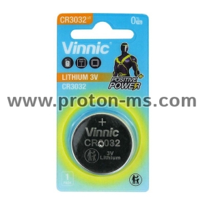 Lithium Button Battery VINNIC CR-3032 3V  1 pcs in blister /price for 1 battery/