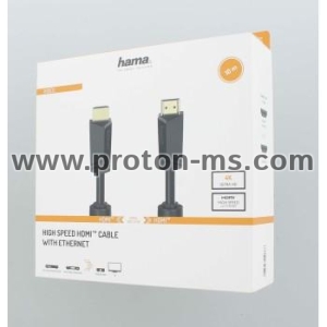 Кабел HAMA High-Speed, HDMI мъжко - HDMI мъжко, 4K, 18GB/s, Ethernet ,10 м, Позл. конектори, 2 филтъра, Черен
