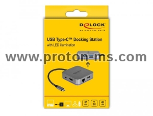 Delock USB Type-C™ Docking Station for Mobile Devices 4K - HDMI / Hub / LAN / PD 3.0 with LED illumination