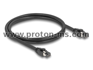 Мрежови кабел Delock, Cat.8.1 S/FTP, 1 m, до 40 Gbps, Черен