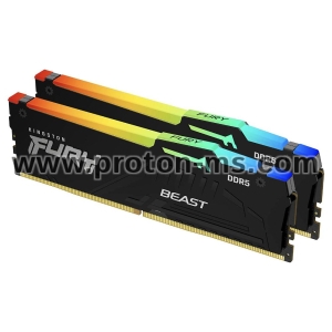 Memory Kingston FURY Beast Black RGB 64GB(2x32GB) DDR5 PC5-41600 5200MHz CL40 KF552C40BBAK2-64
