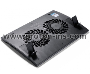 Notebook Cooler DeepCool WIND PAL FS, 17", 2x140 mm, 1200 RPM, Black
