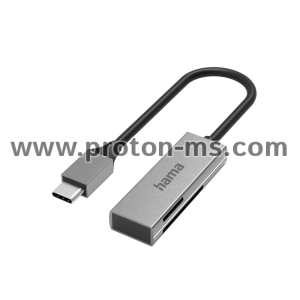 Hama USB Card Reader, USB-C, USB 3.0, SD/microSD, alu