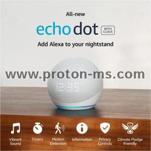 Multimedia Speaker with clock Amazon Echo Dot 5, White