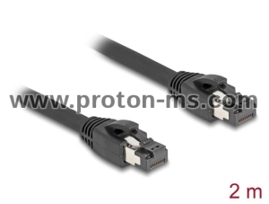 Мрежови кабел Delock, Cat.8.1 S/FTP, 2 m, Доo 40 Gbps, Черен