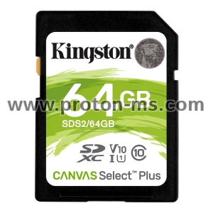 Memory card Kingston Canvas Select Plus SD 64GB, Class 10 UHS-I