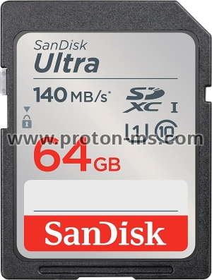 Карта памет SANDISK Ultra SDXC, 64GB, Class 10, U1, 140 Mb/s