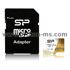 Карта памет Silicon Power Superior Pro, 512GB, microSDXC, Class 10, SD Adapter