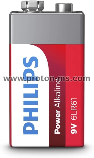 PHILIPS Power alkaline batteries 6LR61P1B / 10, 6LR61 9V, 1pc