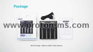 Зарядно у-во  XTAR MC4S, USB Type-C, Universal Charger, LiIon & NIMH, 18650, CR123, AA, AAA