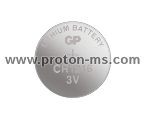Литиева бутонна батерия GP CR-1216, 3V, 5 бр. в блистер, цена за 1 бр.