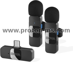 BOYA BY-V20 Wireless Lapel Microphone System, Omnidirectional USB-C 