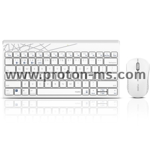 Комплект клавиатура и мишка RAPOO 8000M Multi mode, Bluetooth &2.4Ghz, Безжичен, Бял