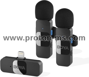 BOYA BY-V2 Wireless Lapel Microphone System, Omnidirectional Lightning for iOS