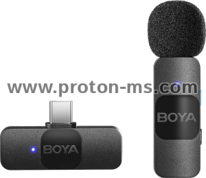 BOYA BY-V10 Wireless Lapel Microphone System, Omnidirectional USB-C 