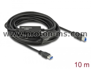 Кабел Delock USB-A мъжко - USB-B женско, USB 3.2Gen1, 10м, Черен