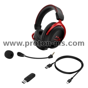 Геймърски слушалки HyperX, Cloud II, Безжични, Микрофон, Черно/Червено