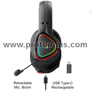 Геймърски безжични слушалки A4TECH Bloody MR710, Bluetooth v5.0, 2.4Ghz, RGB, Микрофон, Черен