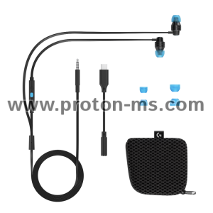 Геймърски слушалки с микрофон Logitech G333 In-ear 3.5 mm + USB-C adapter, тапи жични, черни