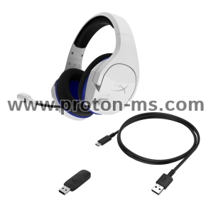 Геймърски безжични слушалки HyperX, Cloud Stinger Core Wireless (PS5), Микрофон, Бял/Син