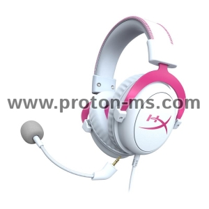 Gaming Earphone HyperX Cloud II Pink, Microphone, Pink/White