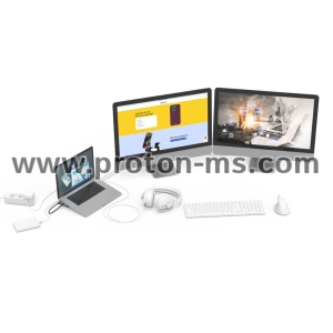 Докинг станция за лаптоп HAMA USB-C 9 в 1- 4x USB-A, USB-C, 2x HDMI, LAN, Сива