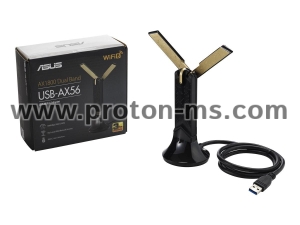Wireless Adapter  ASUS USB-AX56U Dual Band AX1800 WiFi 6 802.11ax, USB 3.2 Gen1 2x Internal and 2x External antennas, Stand