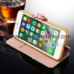 iPhone X Luxury Bling Diamond Rhinestone Flip PU Leather Wallet Case Cover