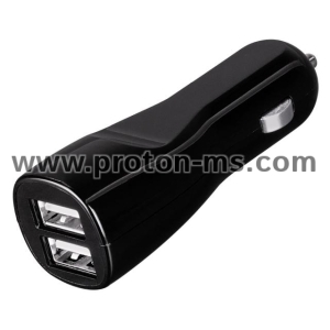Заряднo за кола HAMA "Auto Detect", USB Dual, 12V-24V, 2xUSB -5V/4.8A, Черно