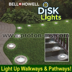 Соларни LED дискови светлини Solar Multicolor Disk Lights, 4 диска