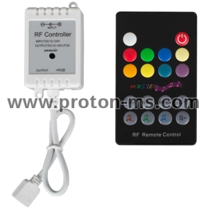 RF музикален контролер за RGB LED осветление, 6A, 12-24V DC, 72W