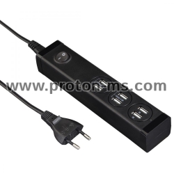 USB разклонител за 6 у-ва HAMA 121966, 100 - 240 V, 6 x USB, 6800 mA, Черен