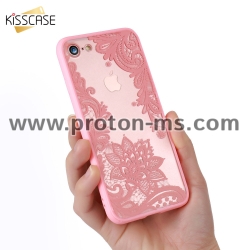iPhone 7 KISSCASE Phone Cases Luxury Lace Flowers TPU Cover Case, Pink