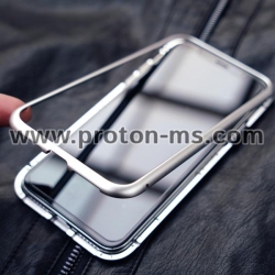 Прозрачен, Магнитен Кейс в комплект със стъкло Metal Magnetic Case For iPhone 7/8