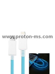 Светещ - син USB кабел за iPhone