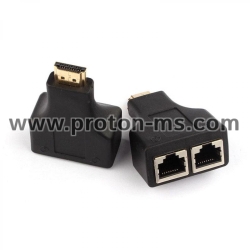 HDMI удължител, През LAN CAT-5e/6, Черен, HDMI Extender