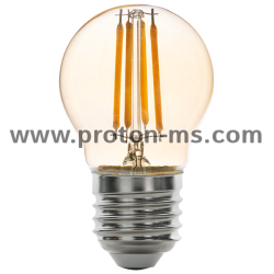 LED filament лампа топка, димираща, 4W, E27, 2500K, 220-240V AC, амбър, LFG42725D